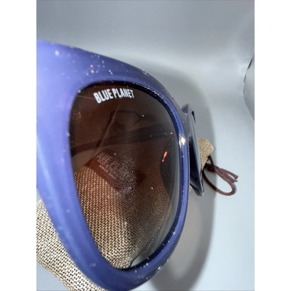 Blue Planet Eco Authentic Sunglasses Acacia Blue Frames/Black Lens- includes Bag
